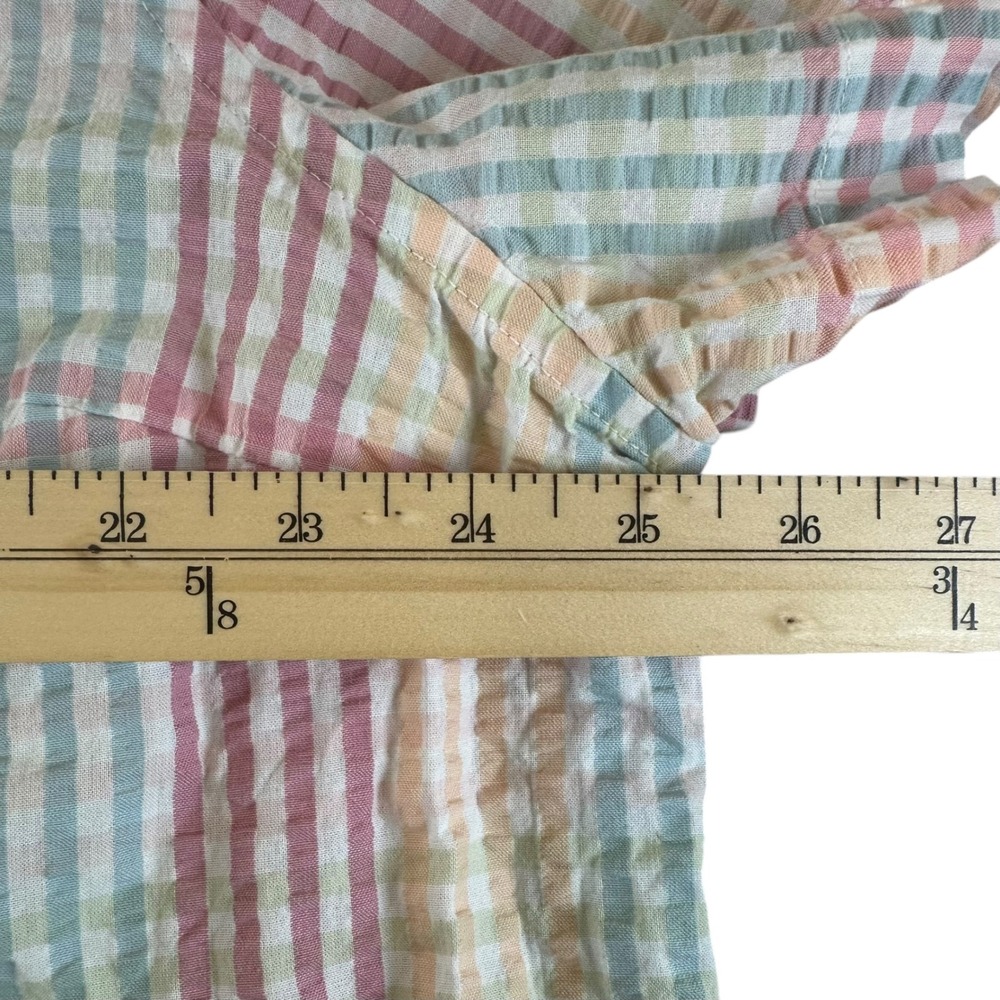 LL Bean Spring Plaid Women's Easter Button Up Blouse Cottagecore Gingham 2X - Picture 7 of 7